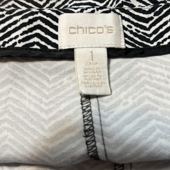 * ❤️Chico's Black & White  CROP PANT SPRING/SUMMER  MEDIUM - Picture 7 of 7